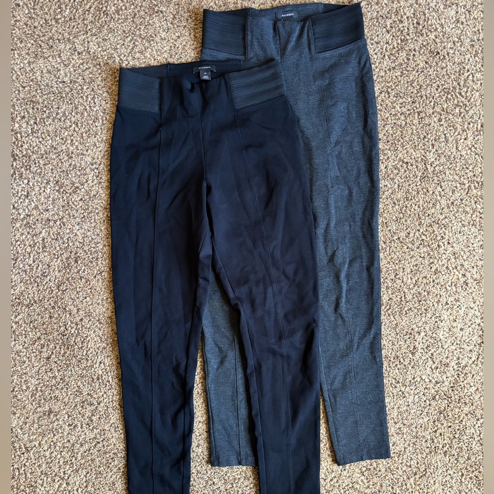 Halogen Black and Gray Women's Leggings with Ribbed Waistband
